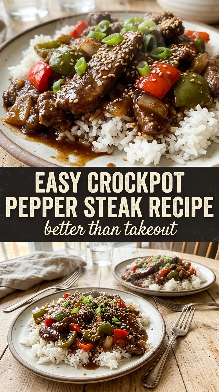 Crock Pot Pepper Steak tender beef bell peppers