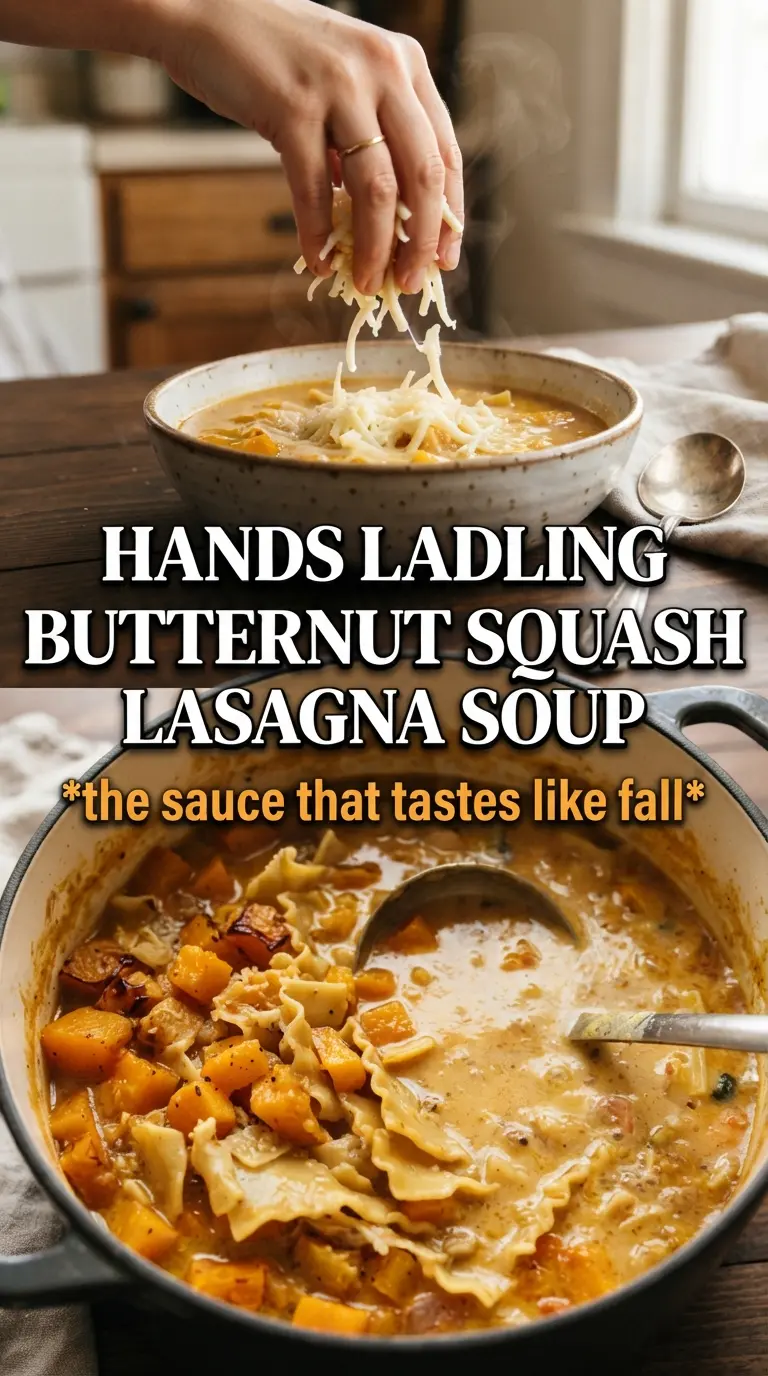 Butternut Squash Lasagna Soup With Kale And Mozzarella creamy noodle soup
