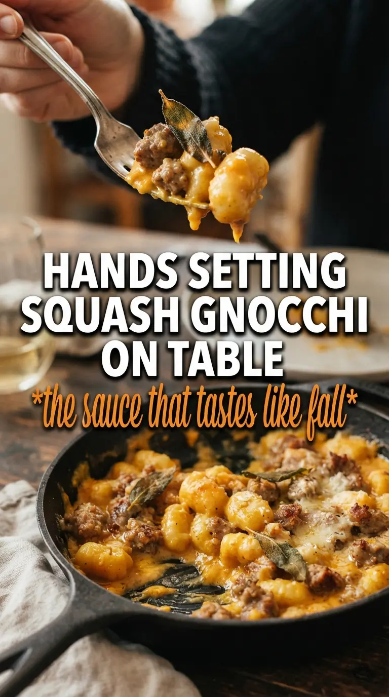 Creamy Butternut Squash Gnocchi With Sausage And Sage golden-orange creamy crispy sage