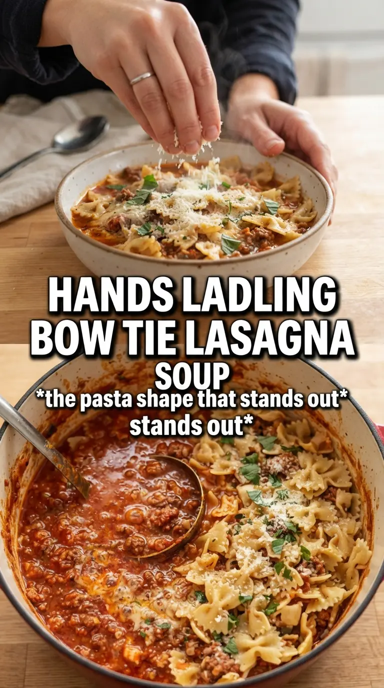 Lasagna Soup With Bow Tie Pasta hearty tomatoey creamy