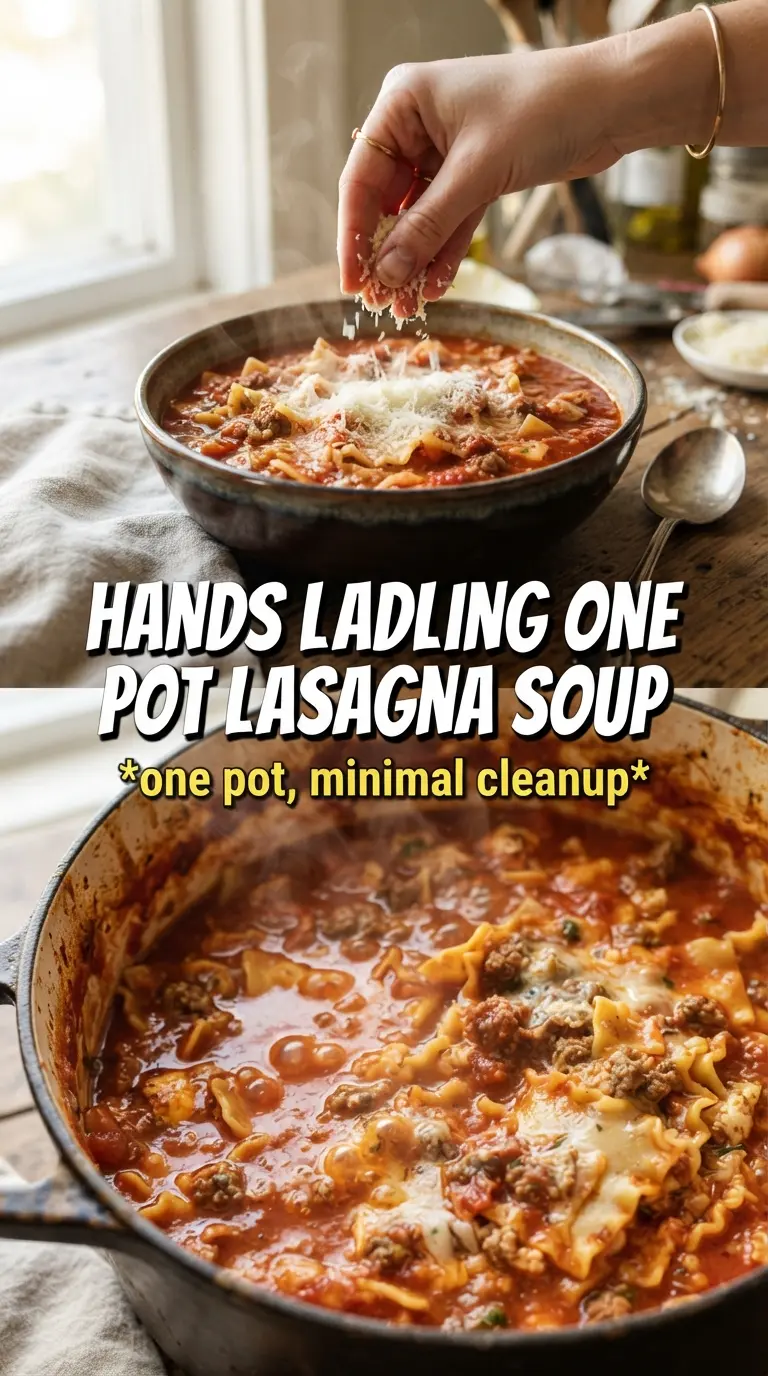 One Pot Lasagna Soup rich tomato sausage cheesy