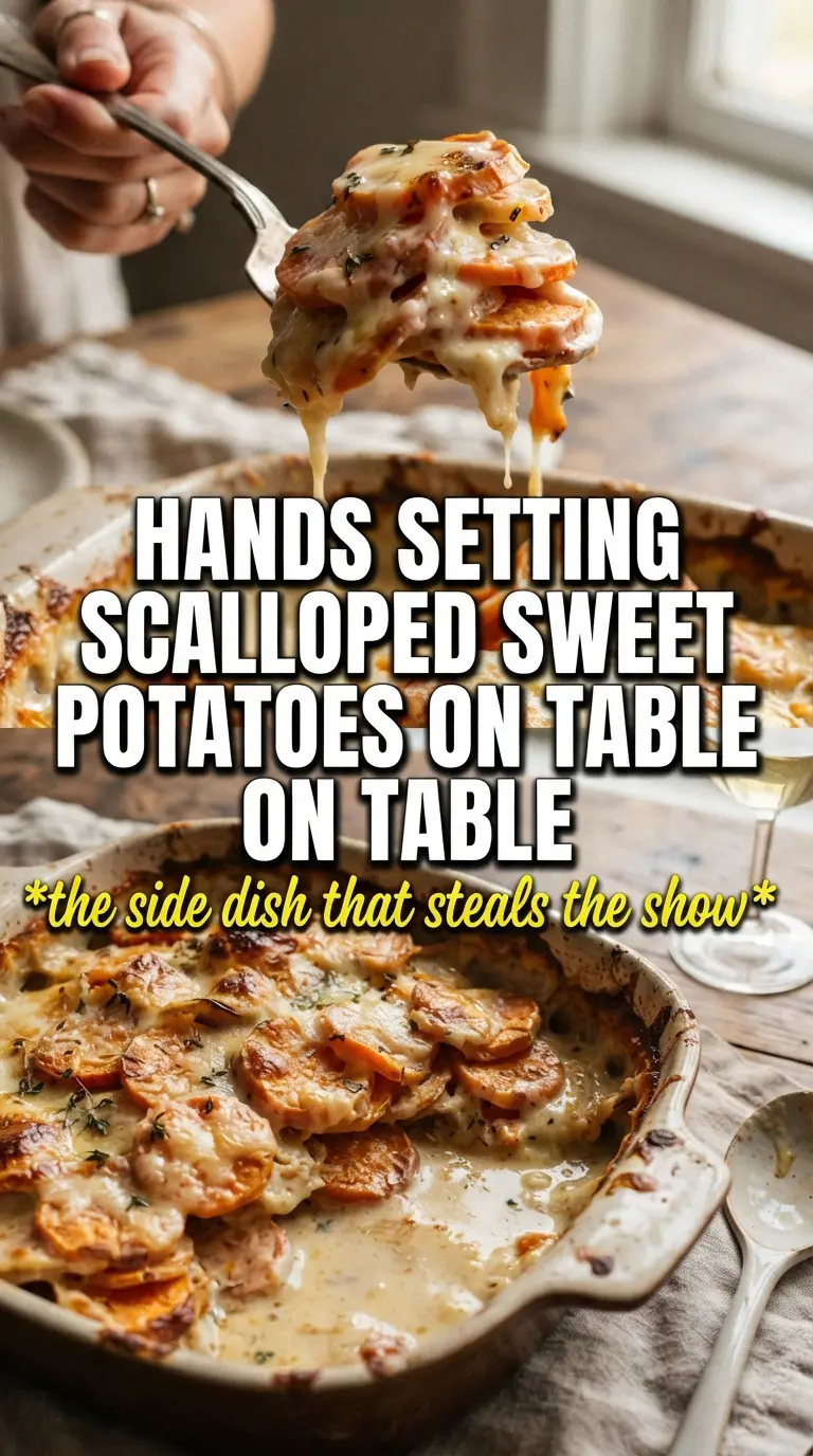 Scalloped Sweet Potatoes golden cheesy layers