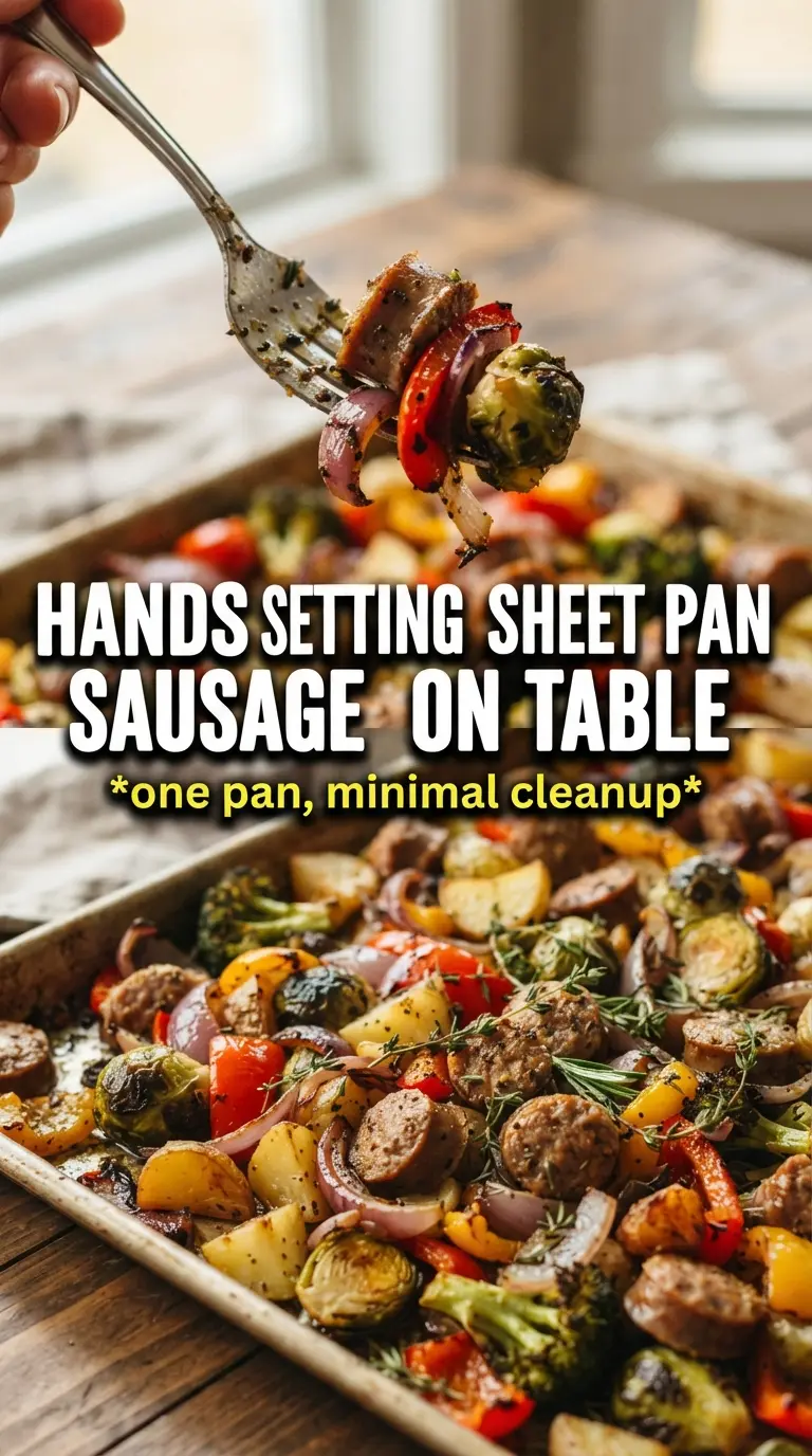 Sheet pan sausage and fall veggies caramelized roasted balsamic
