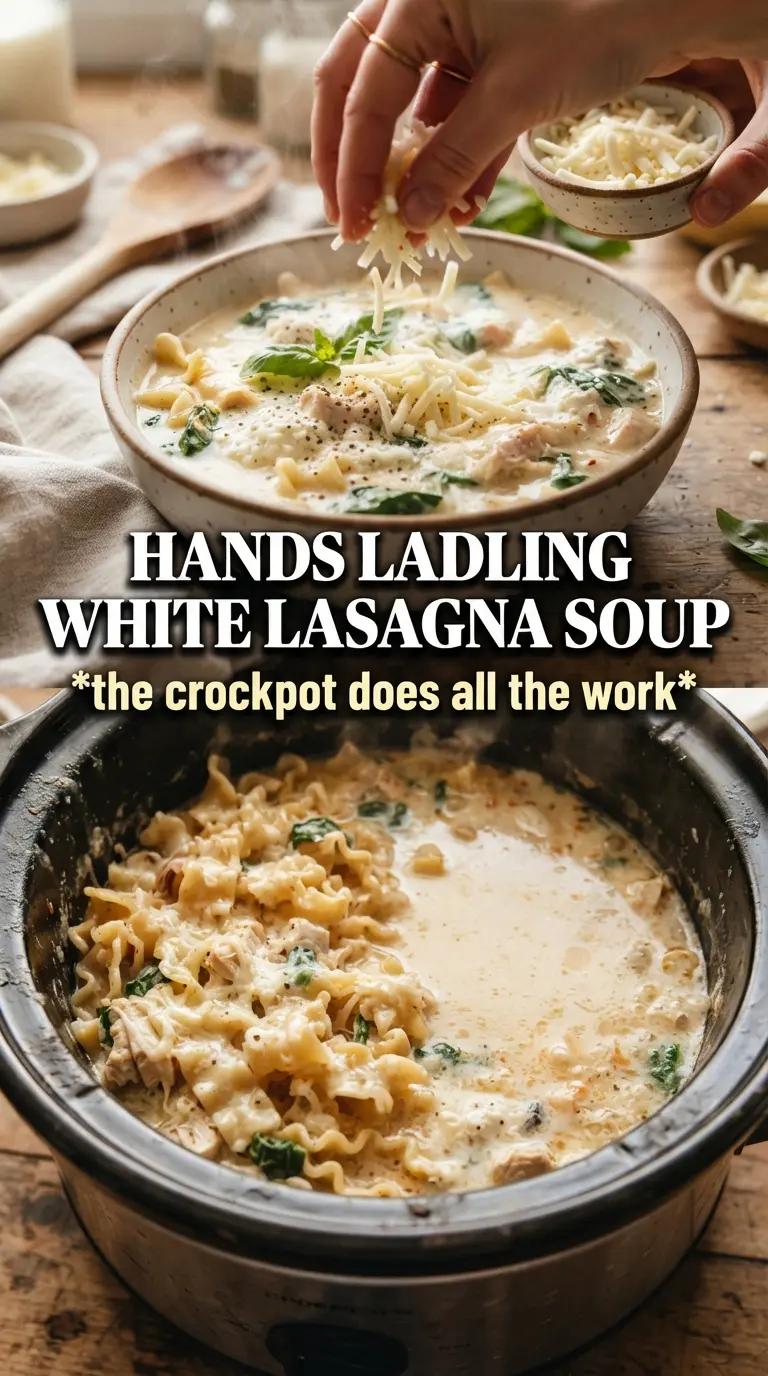 Slow Cooker White Lasagna Soup creamy chicken spinach