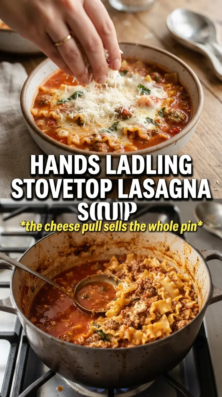 Stovetop Lasagna Soup rich tomato, cheesy, hearty